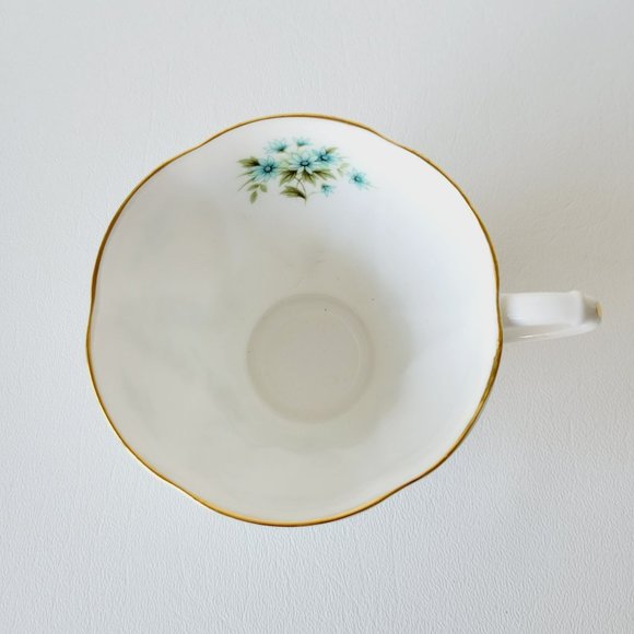 Royal Albert Shot Silk Teacup & Saucer White Blue Green Floral Swag Embossed VTG - Picture 5 of 14
